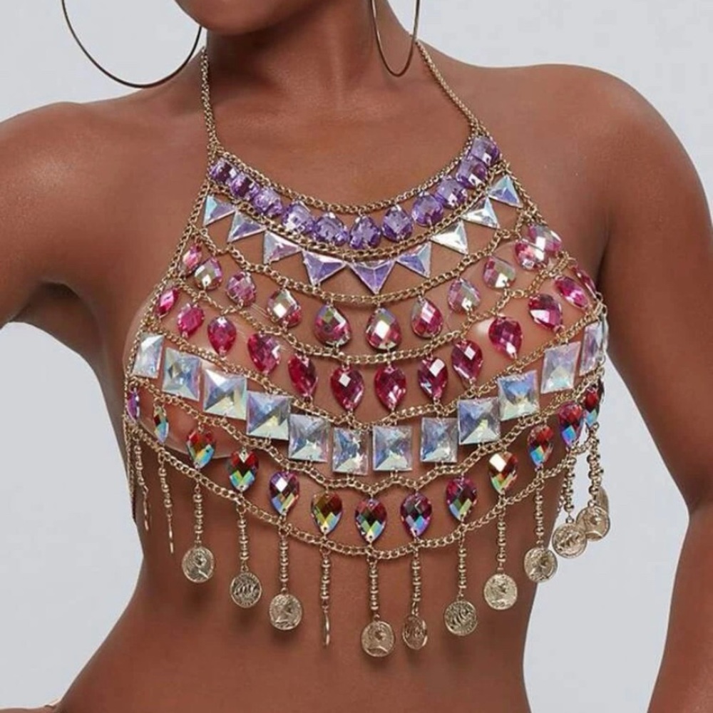 Festival Beaded Chain Top with Gems